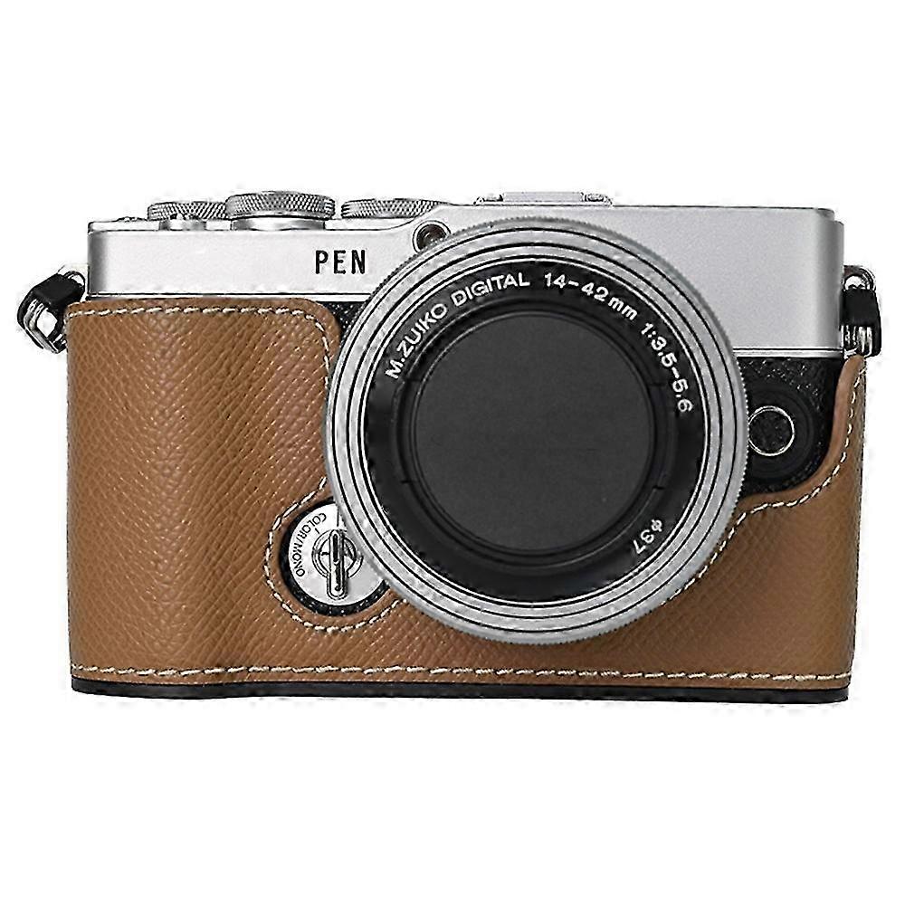 For Olympus PEN E-P7 Camera Case Textured Leather Bottom Case Easy to Replace Battery