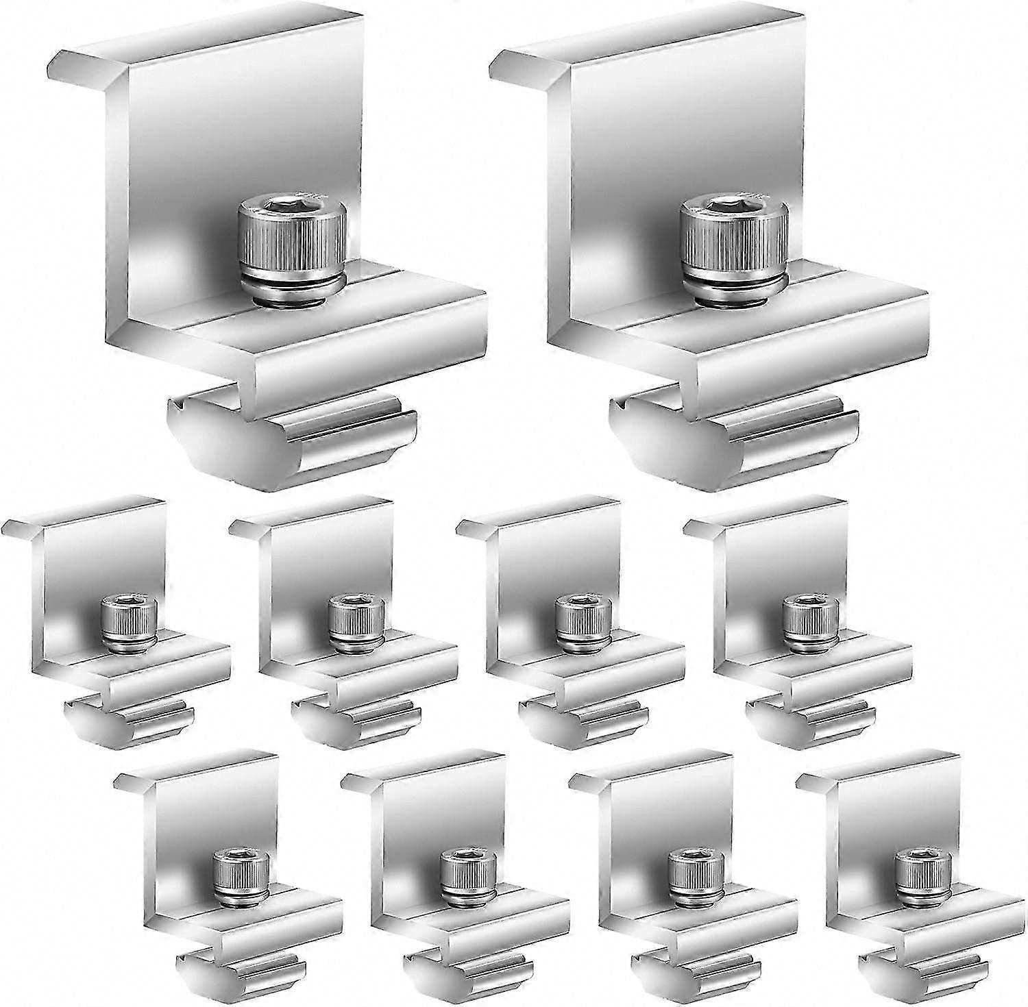 12 Pcs Solar PV Panel Fixing Kit Aluminum Z End Clamp Photovoltaic Rail Accessories Solar Panel Mounting Bracket for Module Height 35mm