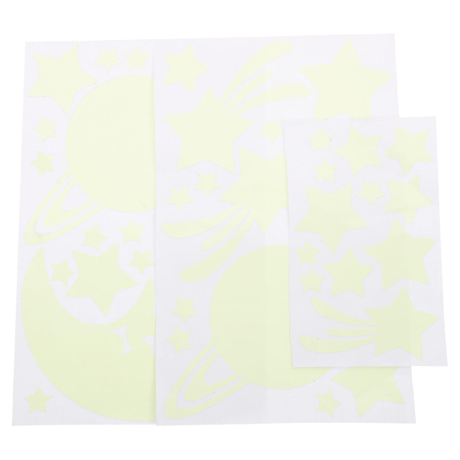 1 Set Luminous Wall Stickers Moon and Star Decor for Bedroom Green DIY Design