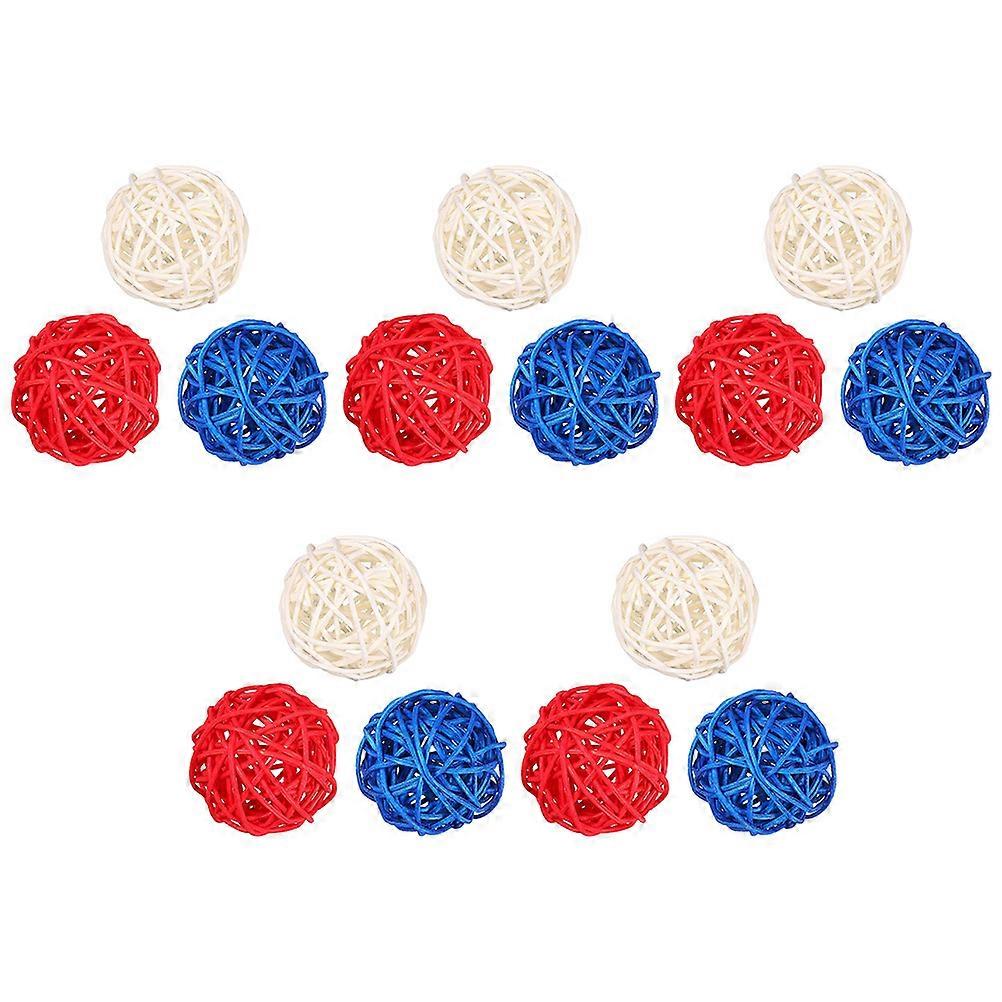 Delicate Rattan Woven Balls 15PCS For Independence Day Party Decoration Props Assorted Atmosphere Enhancement