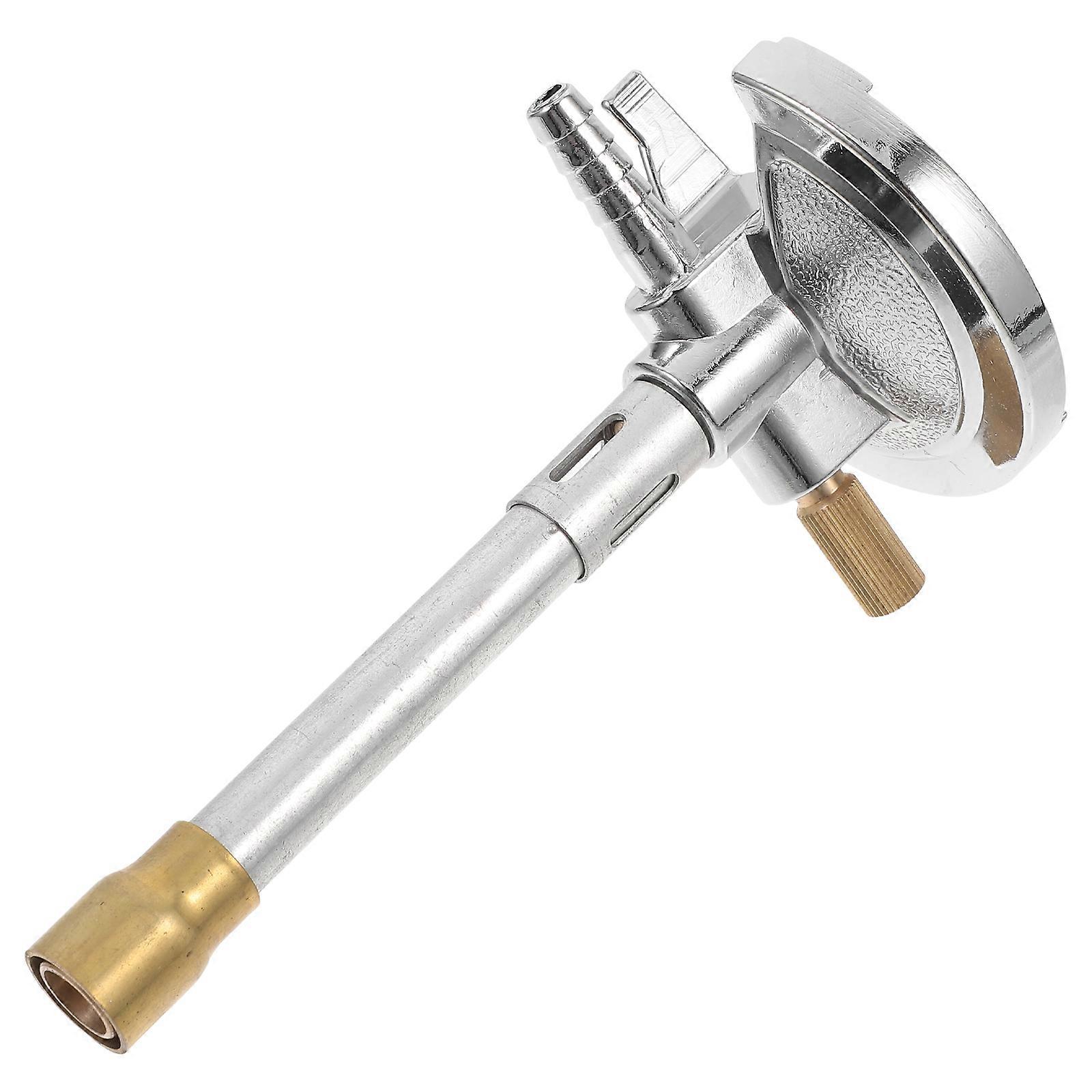 Bunsen Burner Kit with Flame Stabilizer Gas Adjustment Anti Tip Design Made of Zinc Alloy Silver