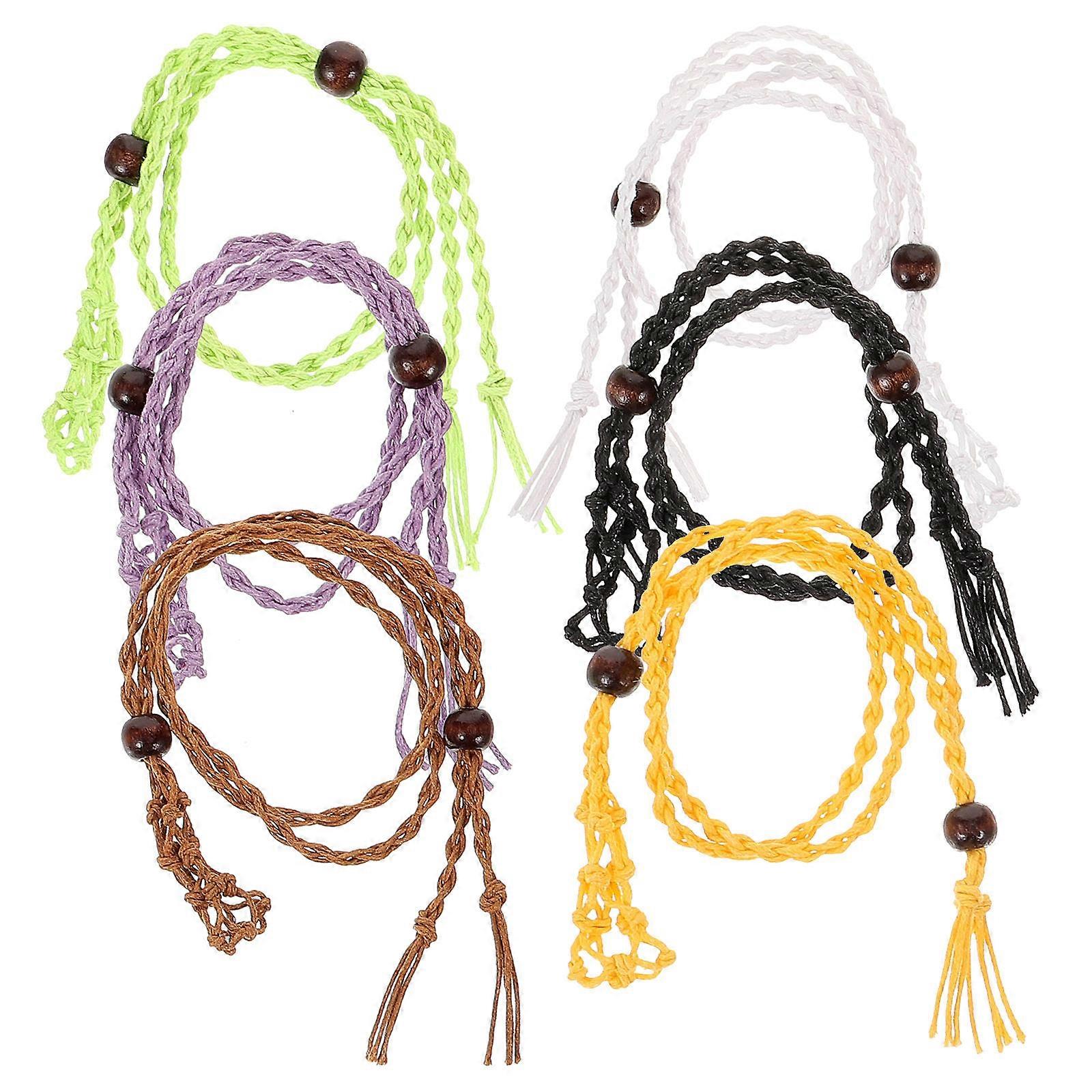 6pcs Adjustable Necklace Cord Stone Holder Wax Rope Cage for Jewelry Making – Durable, Skin Friendly Pendant Holder for Charms and Beads