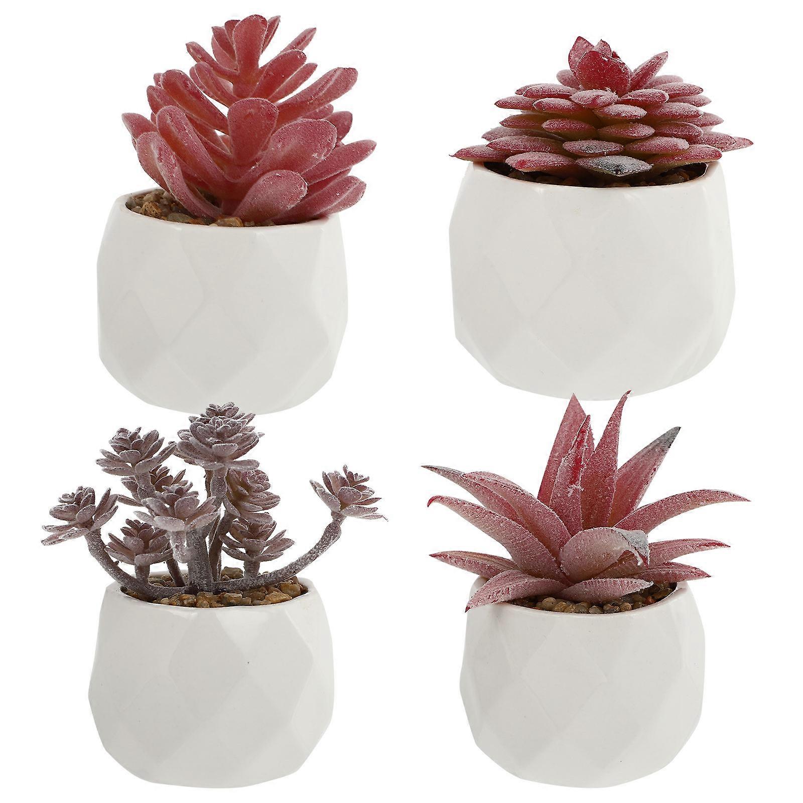 Charming Artificial Succulent And Family Decoration In A Mini Size With Low Maintenance Pink Color 4Pcs