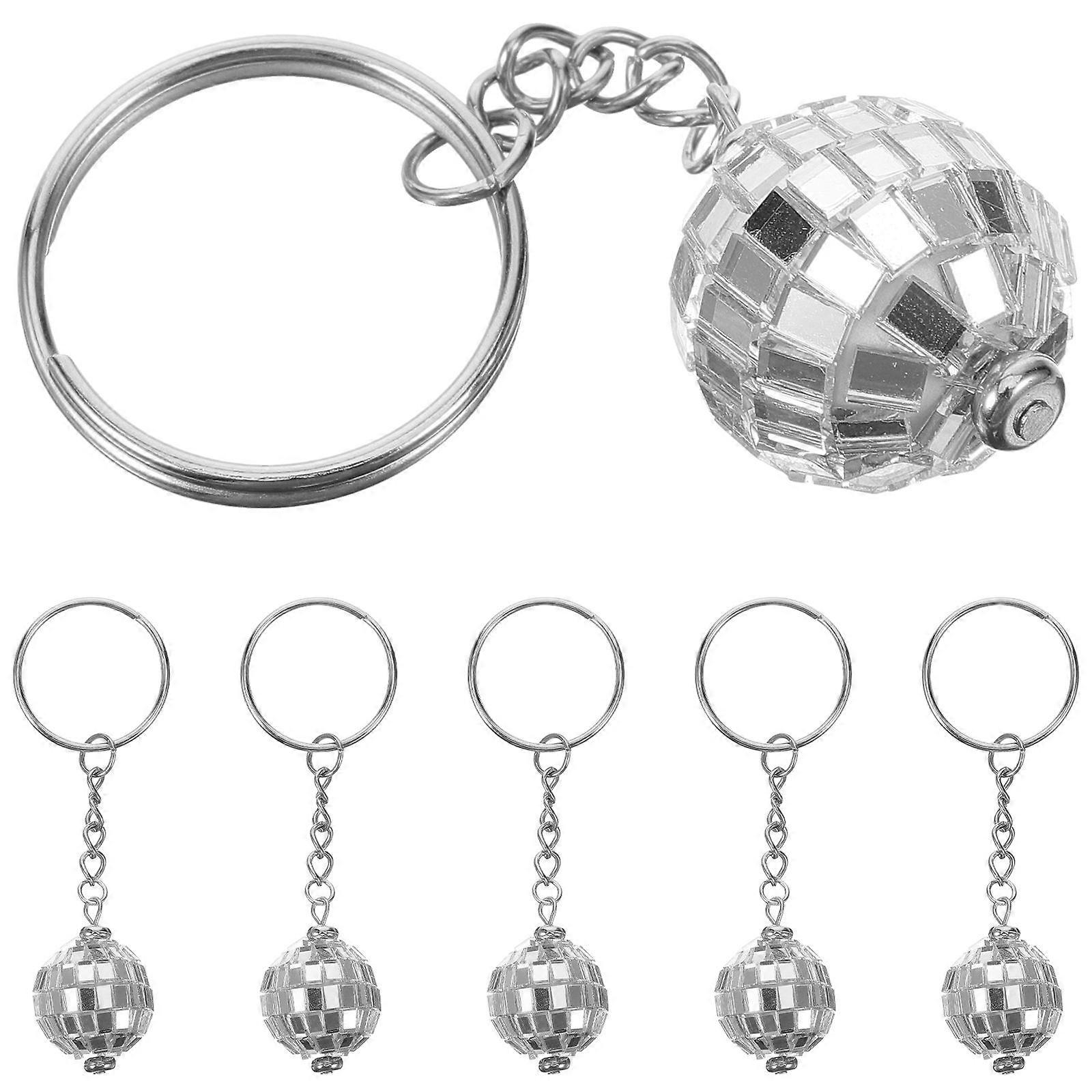 6pcs Disco Ball Keychain Retro Keyring Ornament for Party Favors Unique Key Chain Pendant to Enhance Style and Decorate Bags