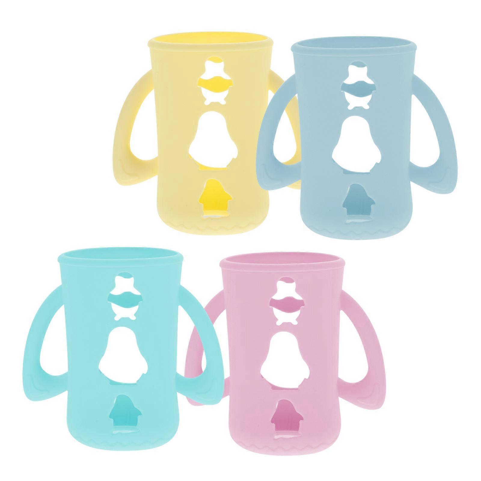 Baby Bottle Protector 4Pcs Baby Bottle Protective Cases Daily Use Assorted Color Silicone For Comfort
