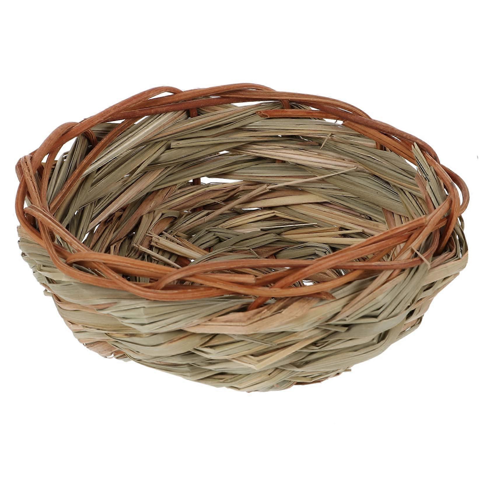 Bird Nest in Chic Style for Birds Straw Handmade Decorative Nest Garden Landscape Ornament Random Color
