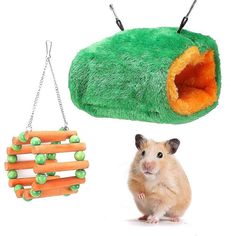 Wooden Ferris Wheel Swing Toy for Small Hamsters - Winter Cotton Nest with Hook for Added Warmth and Comfort