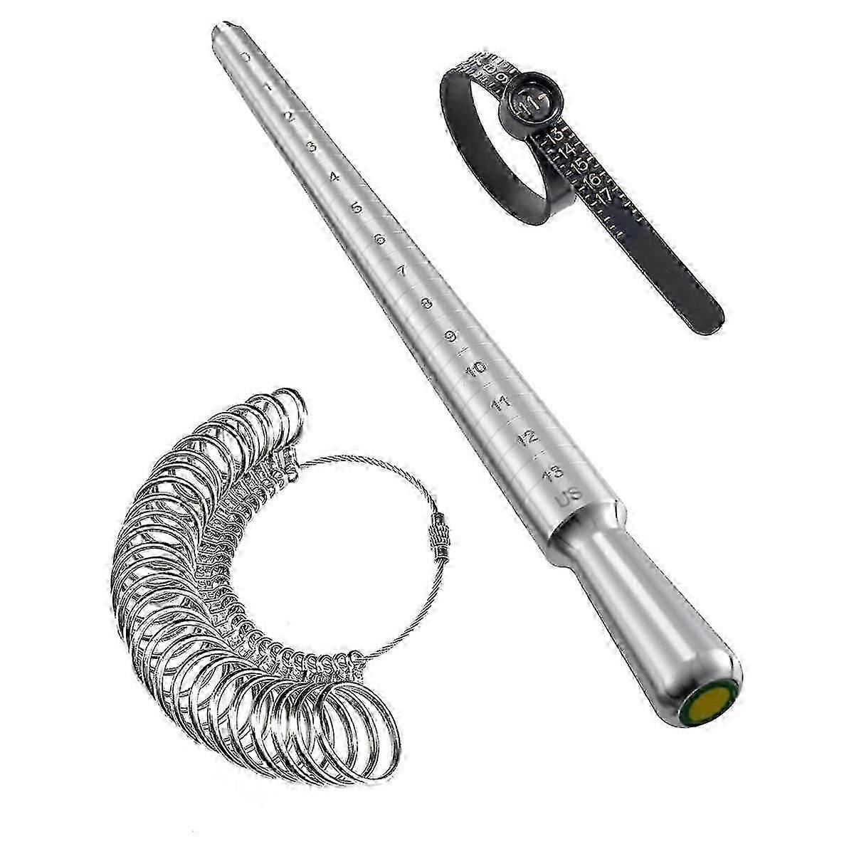 Ring Sizer Measuring Tool Set with Magnifying Glass, Integrated Conical Solid Ring Mandrel Sizer Tools for Ring Repair
