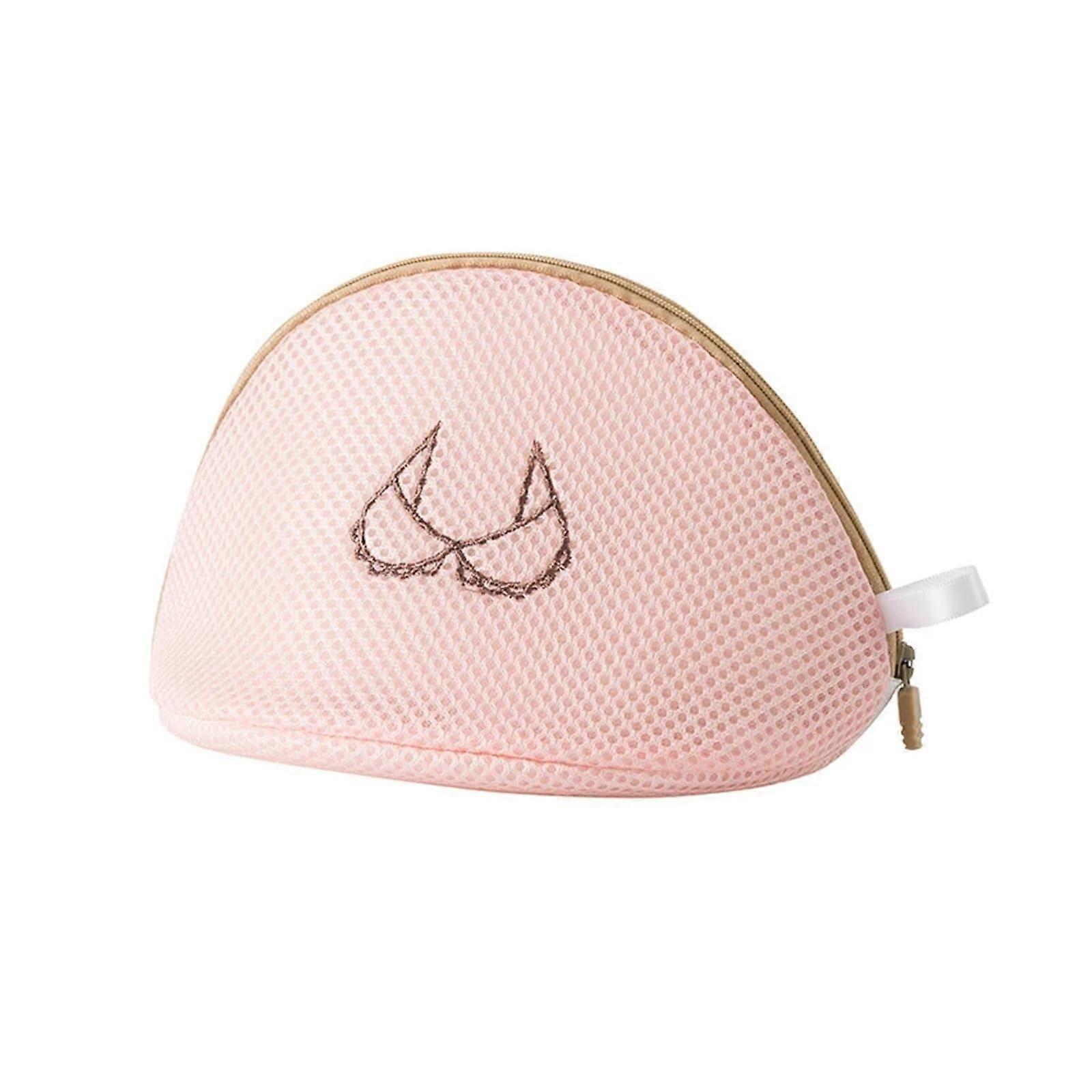 Dicker Wäschesack Pink Bra Small, Stickerei, Feines Netz, Morandi-Farbe, Organizer für Schmutzige Kleidung, Waschmaschinenbeutel