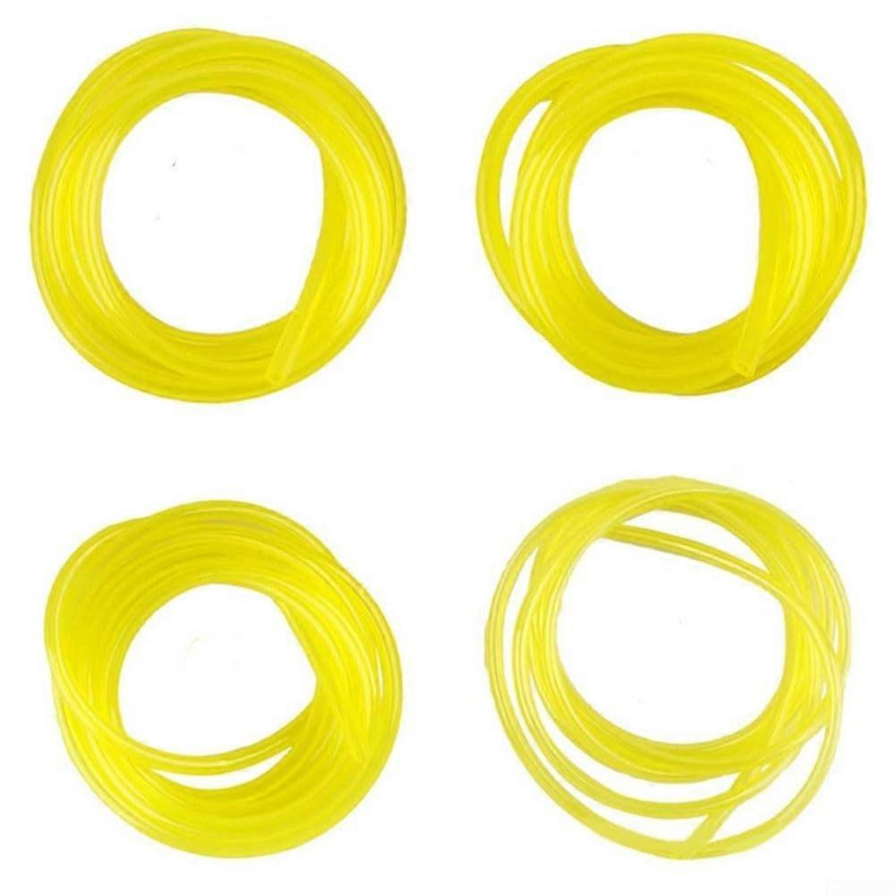 Complete Fuel Line Set for Lawn Care Tools, 4 Yellow Hoses, Compatible with Trimmers and Chainsaws, 4 Pieces