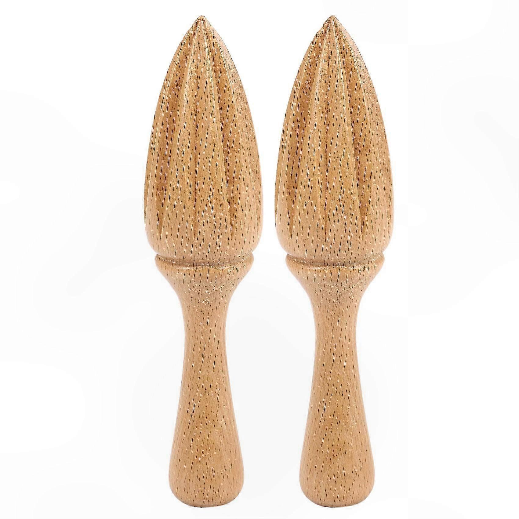 Mini Wooden Citrus Juicer Set, 2-Pack Fruit Reamer for Lemon, Orange, and Lime Juice Extraction