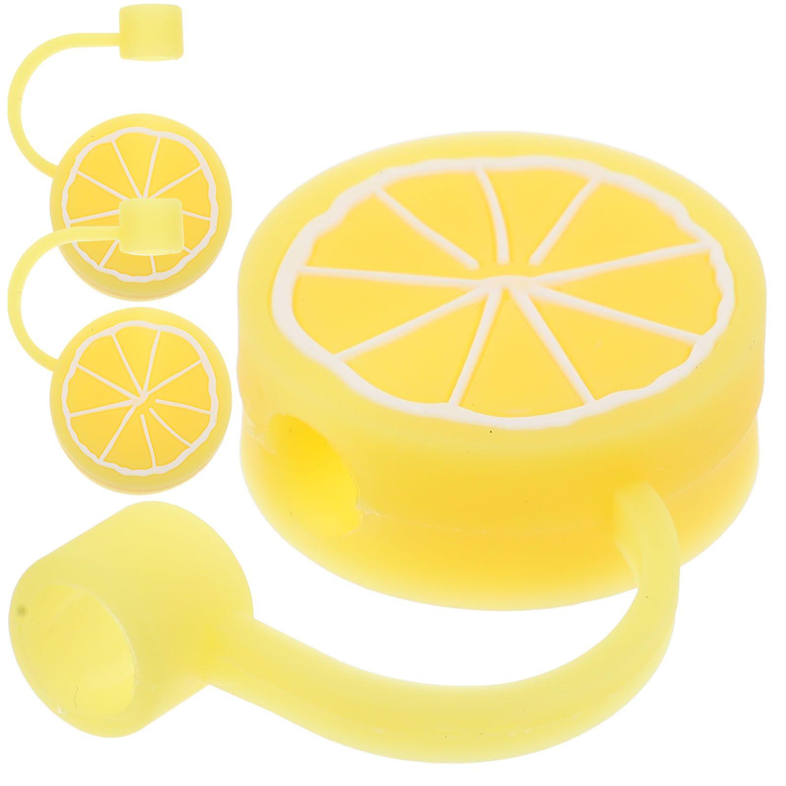 3pcs Lemon Straw Covers Cap Reusable Drinking Straw Tips Lids Straw Tips Covers