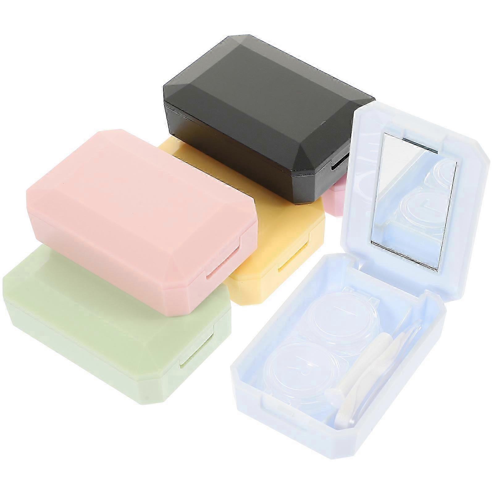 6 Sets of Contacts Lens Cases Travel Contacts Lens Boxes Contacts Lens Container with Mirror