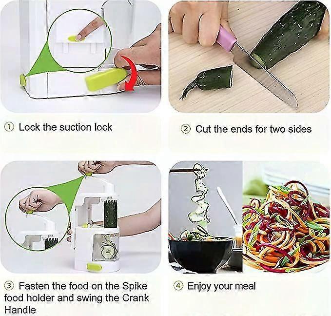 Spiral Vegetable Cutter, 4-Blade Manual Spiralizer for Veggie Noodles & Pasta, Multi-Function Kitchen Tool