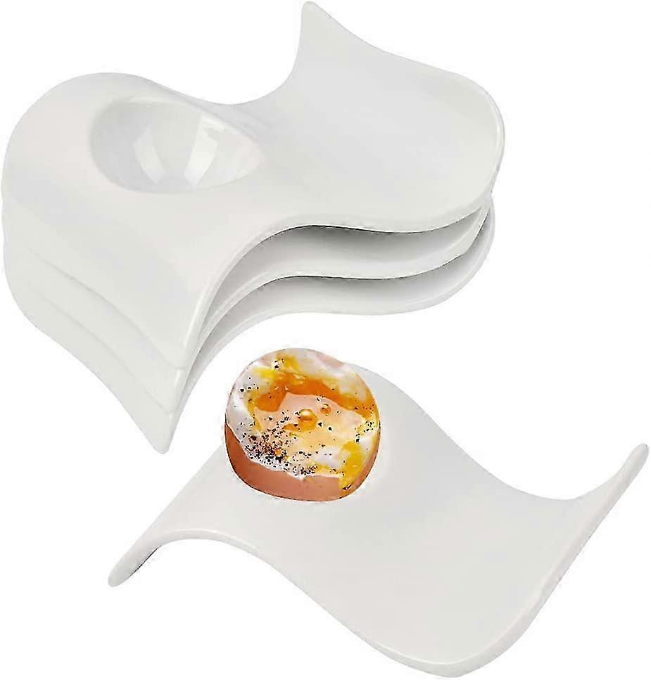 4 pcs egg cups porcelain egg stand eggshell, 13.5x8x3.5cm (white)