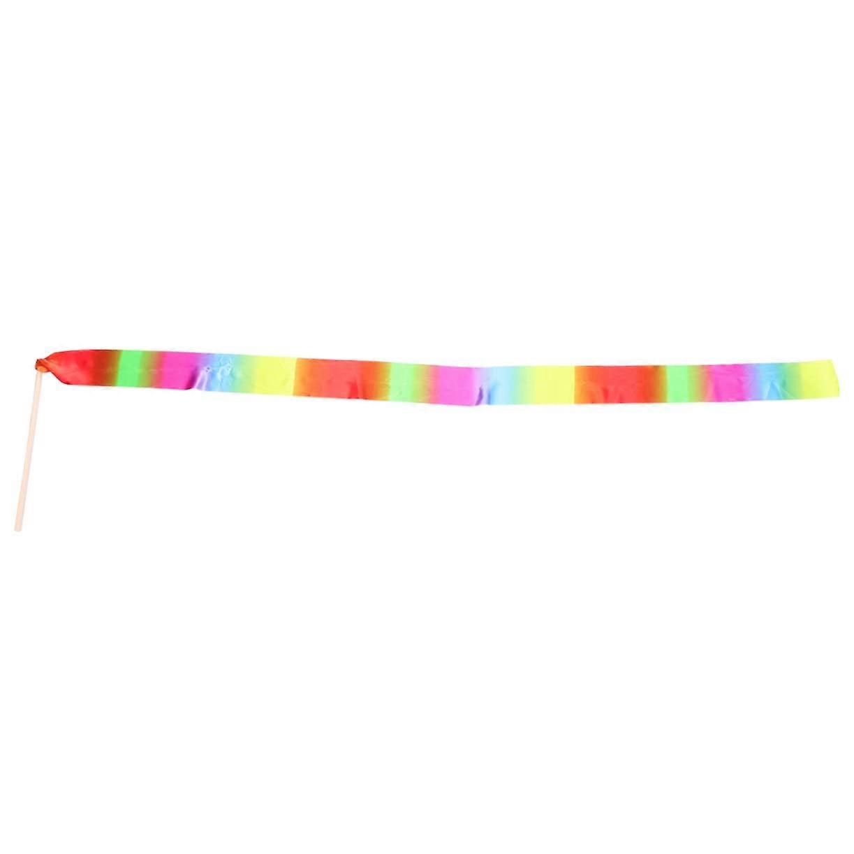 2pcs Rhythmic Gymnastics Ribbons Streamers Wooden Handle Twirling Rod for Dance Training Party Decorations