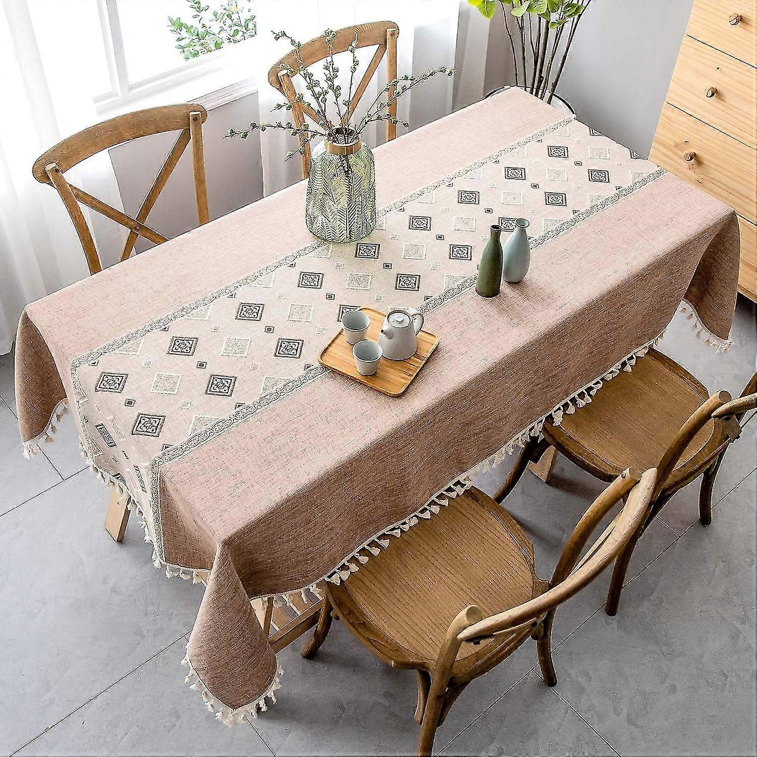 Rectangular Tablecloth Resistant Anti Stain Washable Kitchen Table