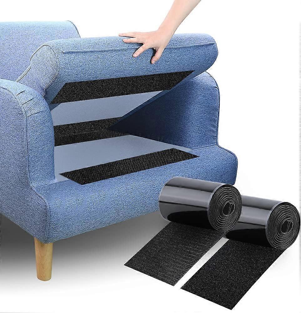 Non-Slip Couch Cushion Gripper - Self-Adhesive Hook Loop Tape to Keep Couch Cushions from Sliding, 10cm x 1.5m in Black
