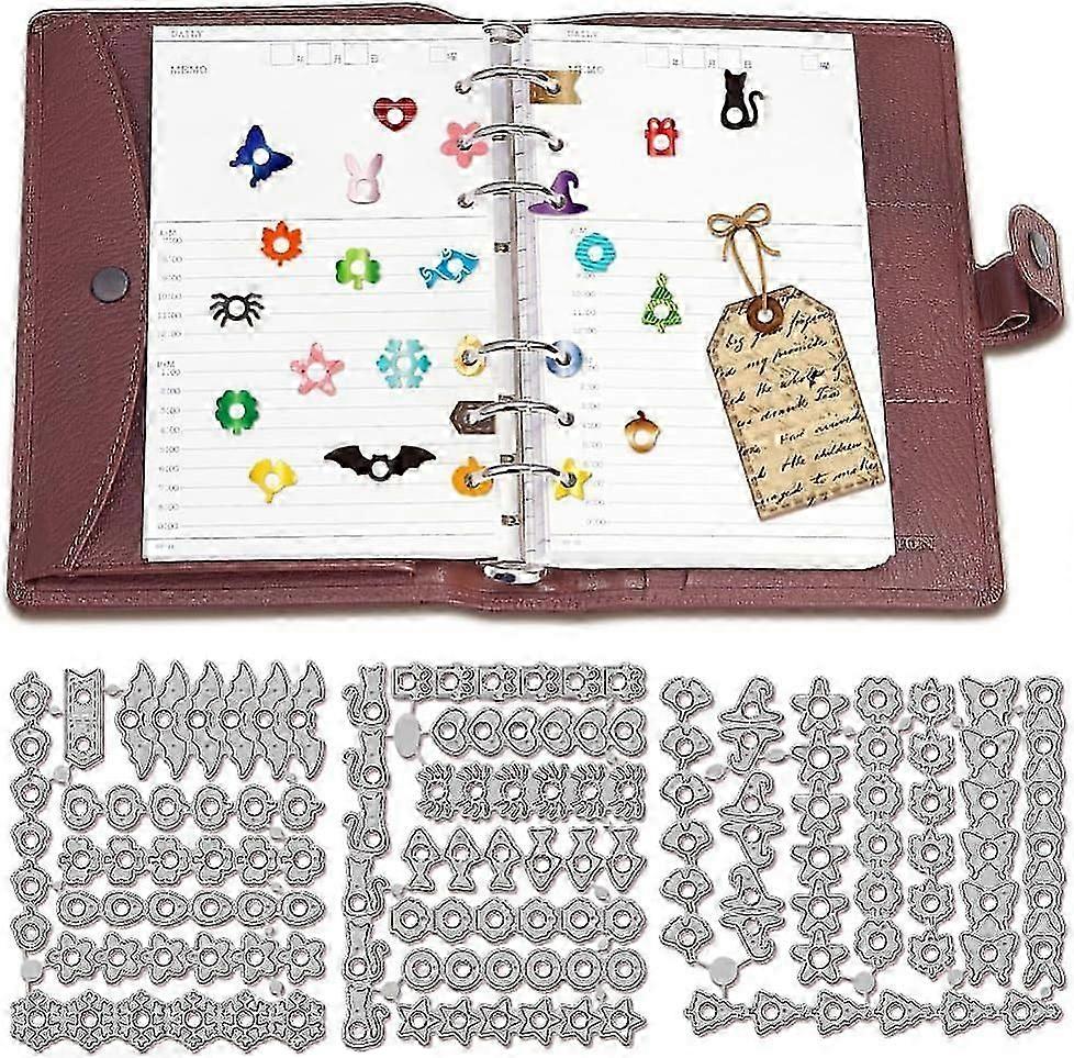 DIYスクラップブッキングメタルクラフトデザインダイカットエンボスステンシルテンプレートDIYのための休日ページタブ穴補強カッティングダイ