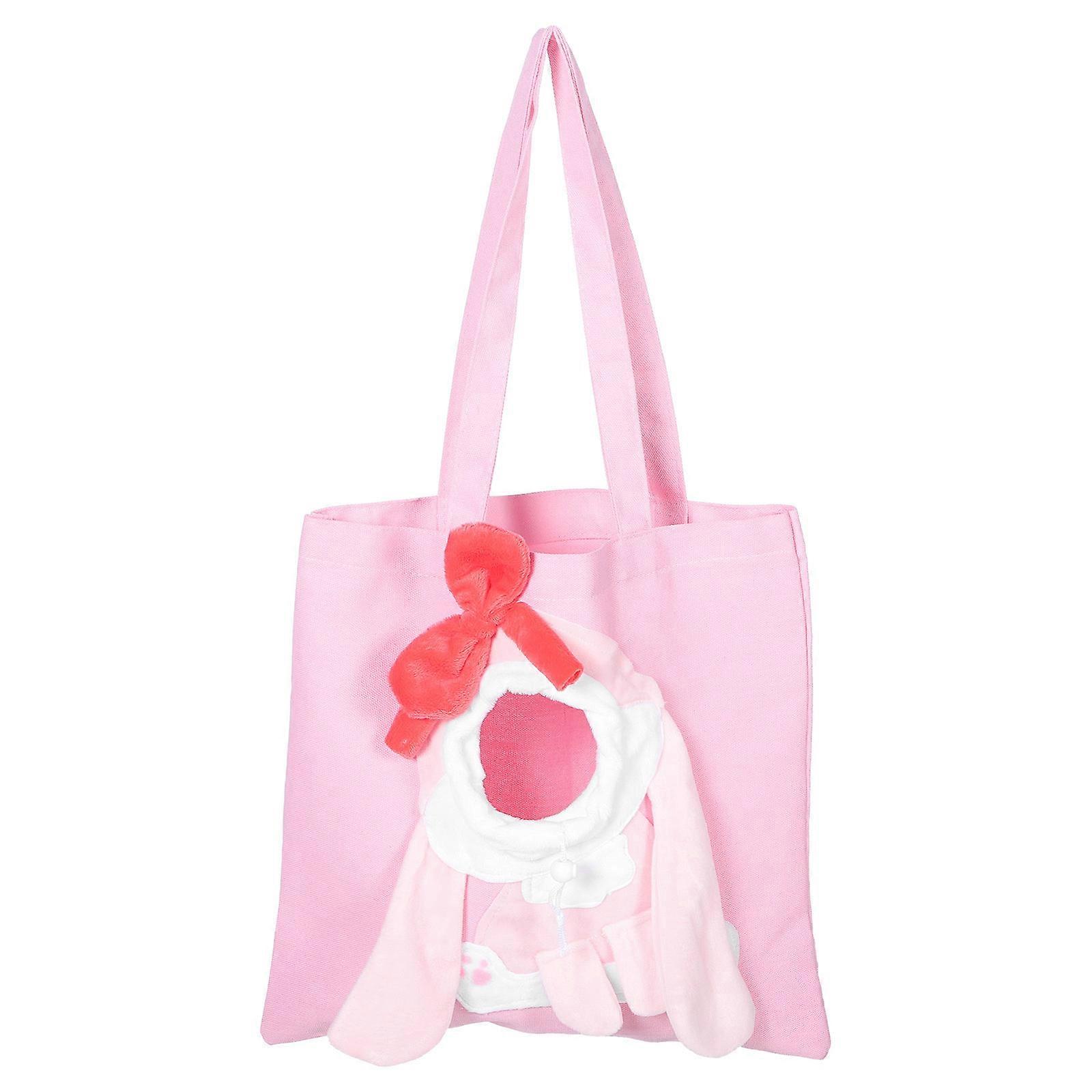 Cat Carrier Shoulder Bag for Shopping Pink Canvas Breathable Interaction 1Set