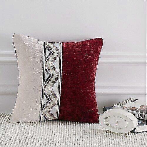 Soft Patchwork Stripe Chenille Cushion Cover Pillowcase Home Decora...