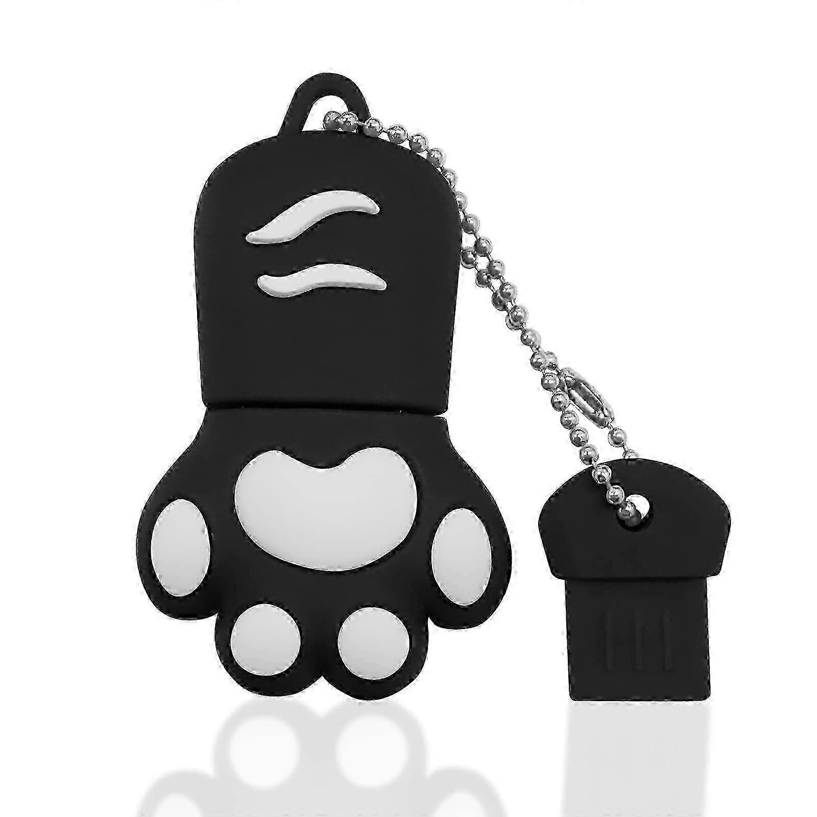 64GB USB Flash Drive in Cute Cat Paw Shape, Memory Stick Compatible with PC & Laptop (Black)