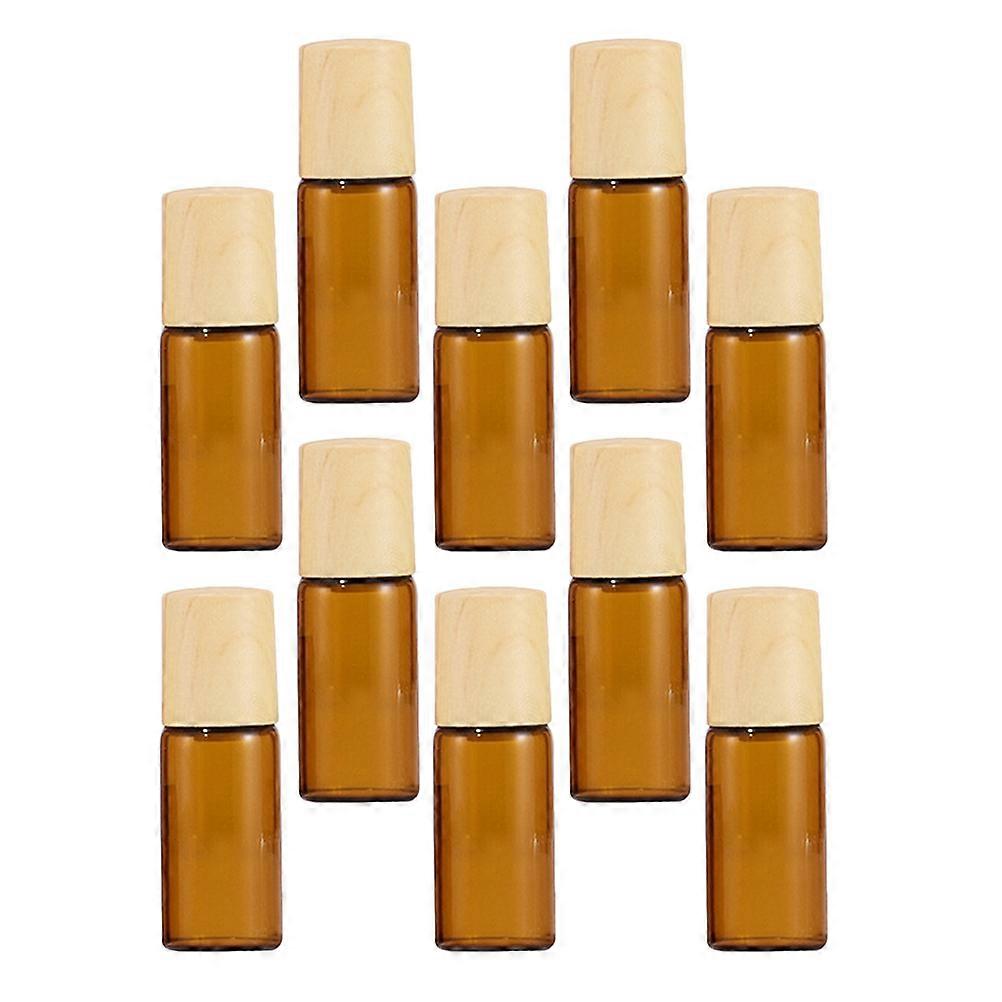 10pcs Glass Roller Bottles With Wood Grain Caps And Steel Balls Leak Essential Oil Roll Bottles For Travel And Home Use Compact Refillable Perfume