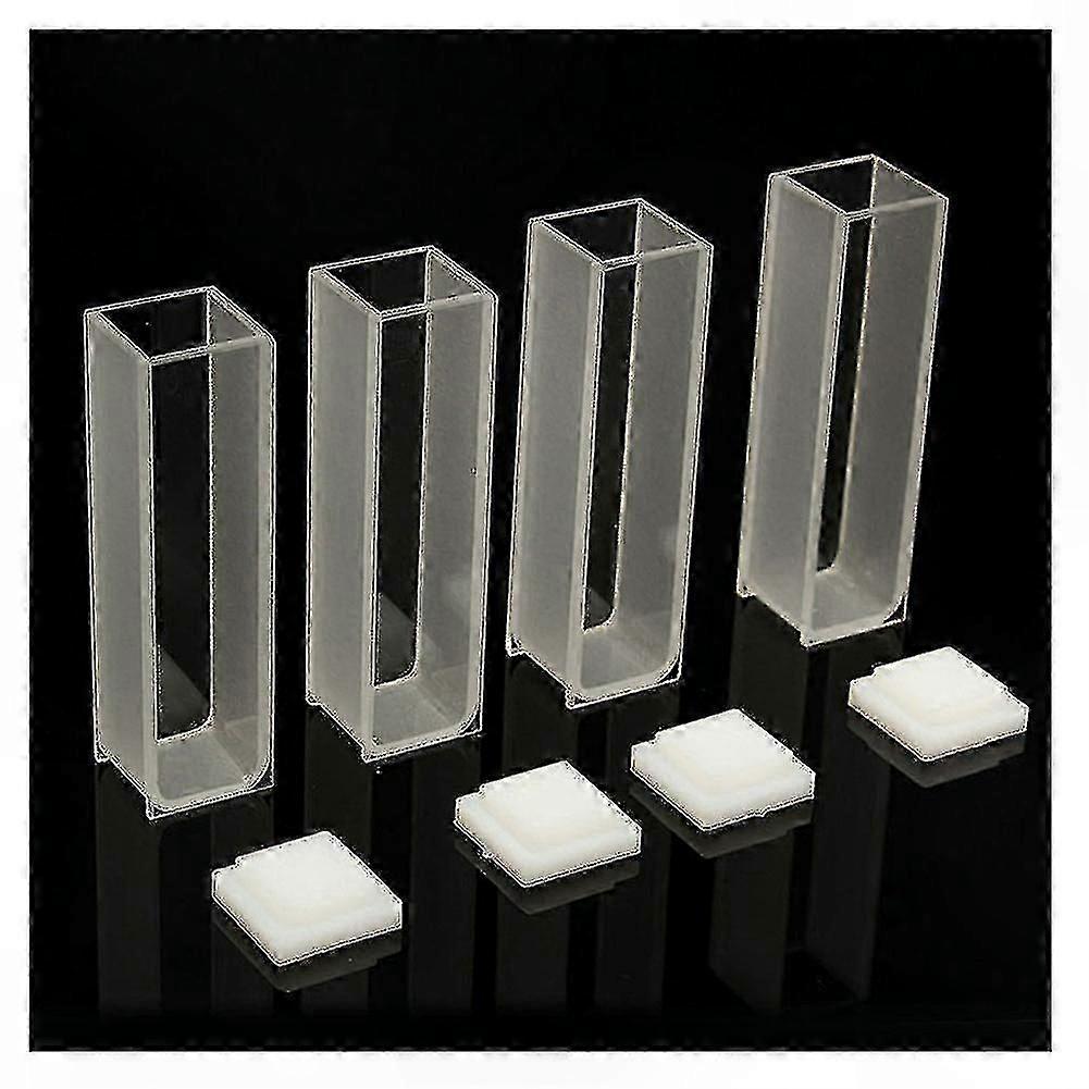 4-Pack Quartz Glass Cuvettes, 10mm Path Length, 3.5mL Capacity for Spectrophotometer Use