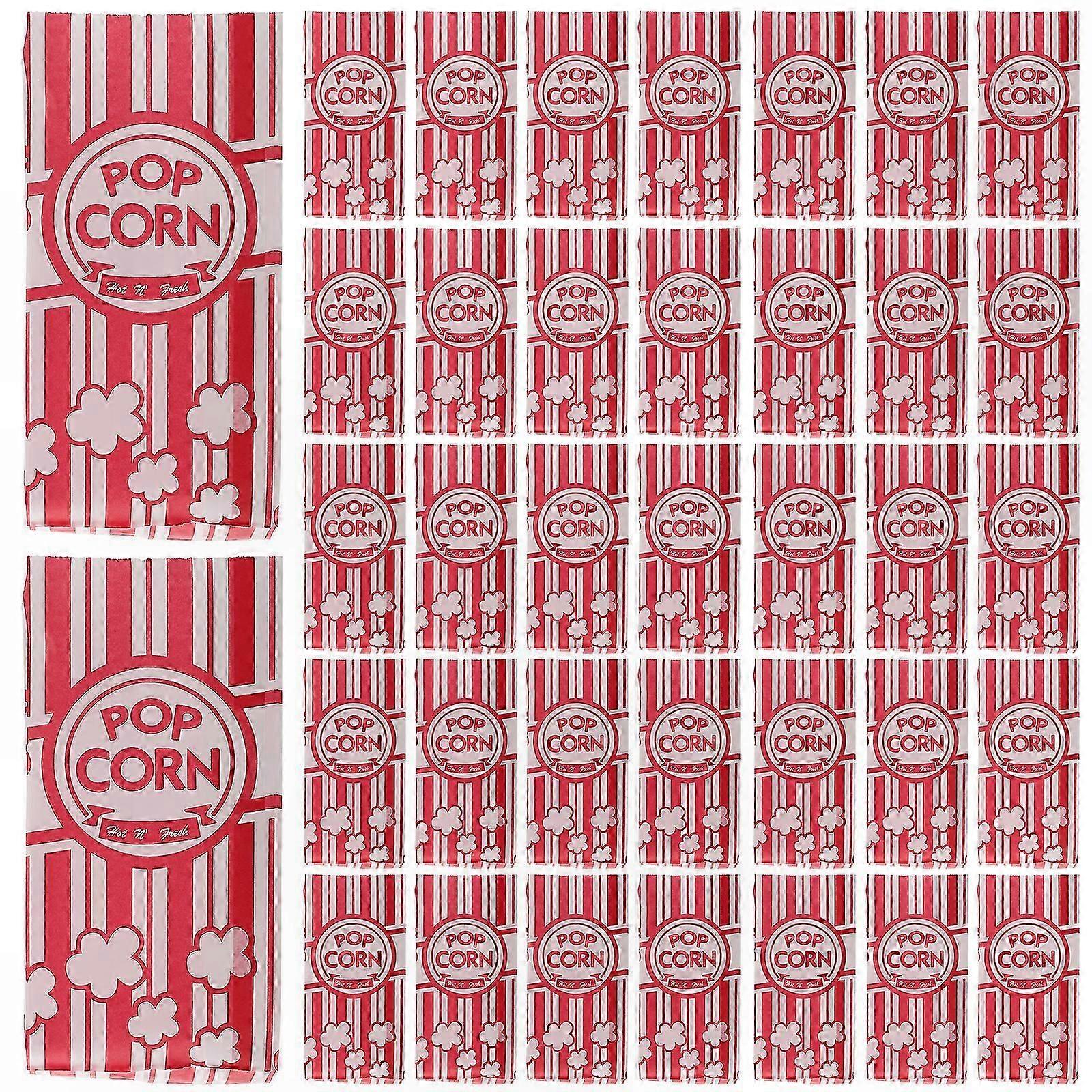 100 Count Grease-Resistant Paper Popcorn Bags Large Size Popcorn Holders for Movie Nights