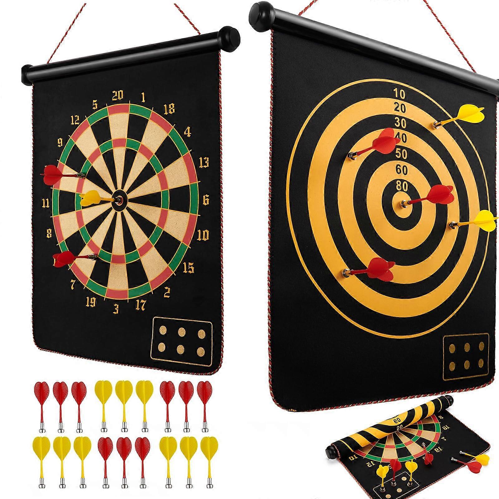 Magnetic Dart Board For Kids And Adults DoubleSided Board Set 18 Magnetic Darts Safety Dartboard
