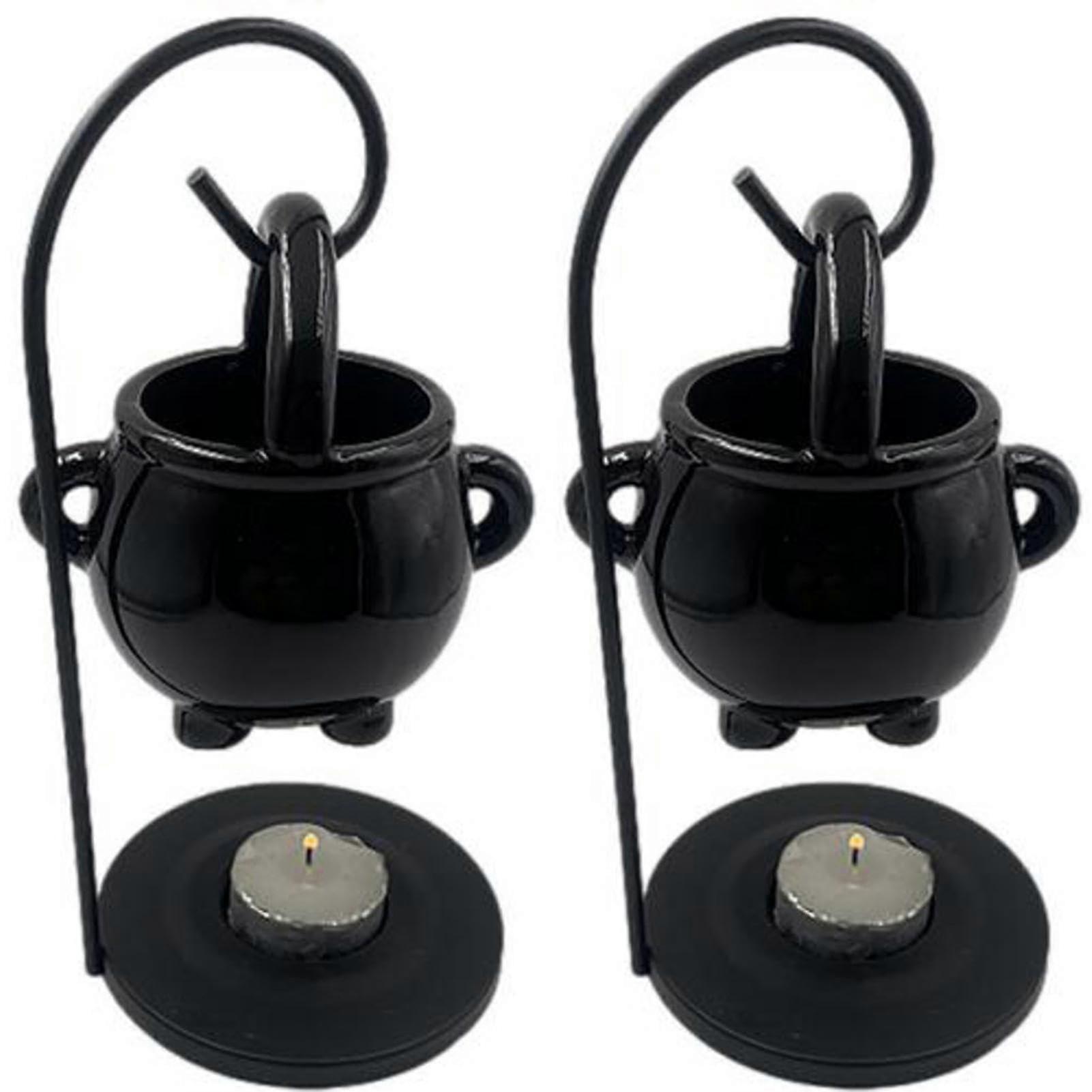 Cauldron Wax Burner 2 Pack - Halloween Cauldron Oil Diffuser - Ceramic Wax Melter for Witch Craft Decor