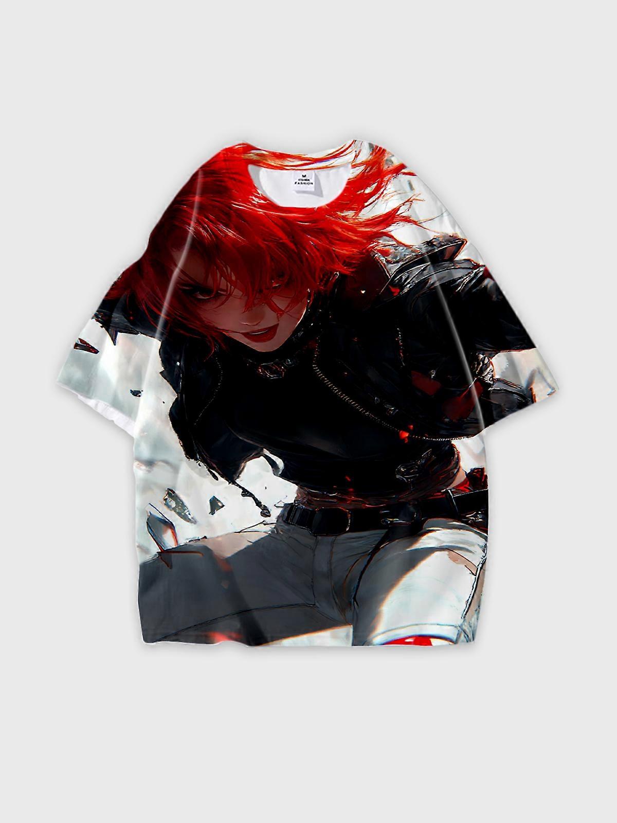 T-Shirt Short Sleeve Round Neck, Summer Casual Loose Graphic Tee, Unisex Pattern V2643