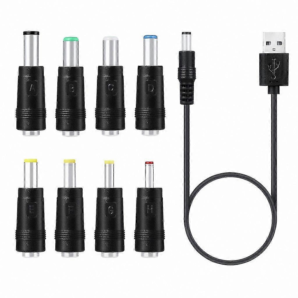 8-in-1 USB to DC 5.5x2.1mm Power Cable for Electronics Charging