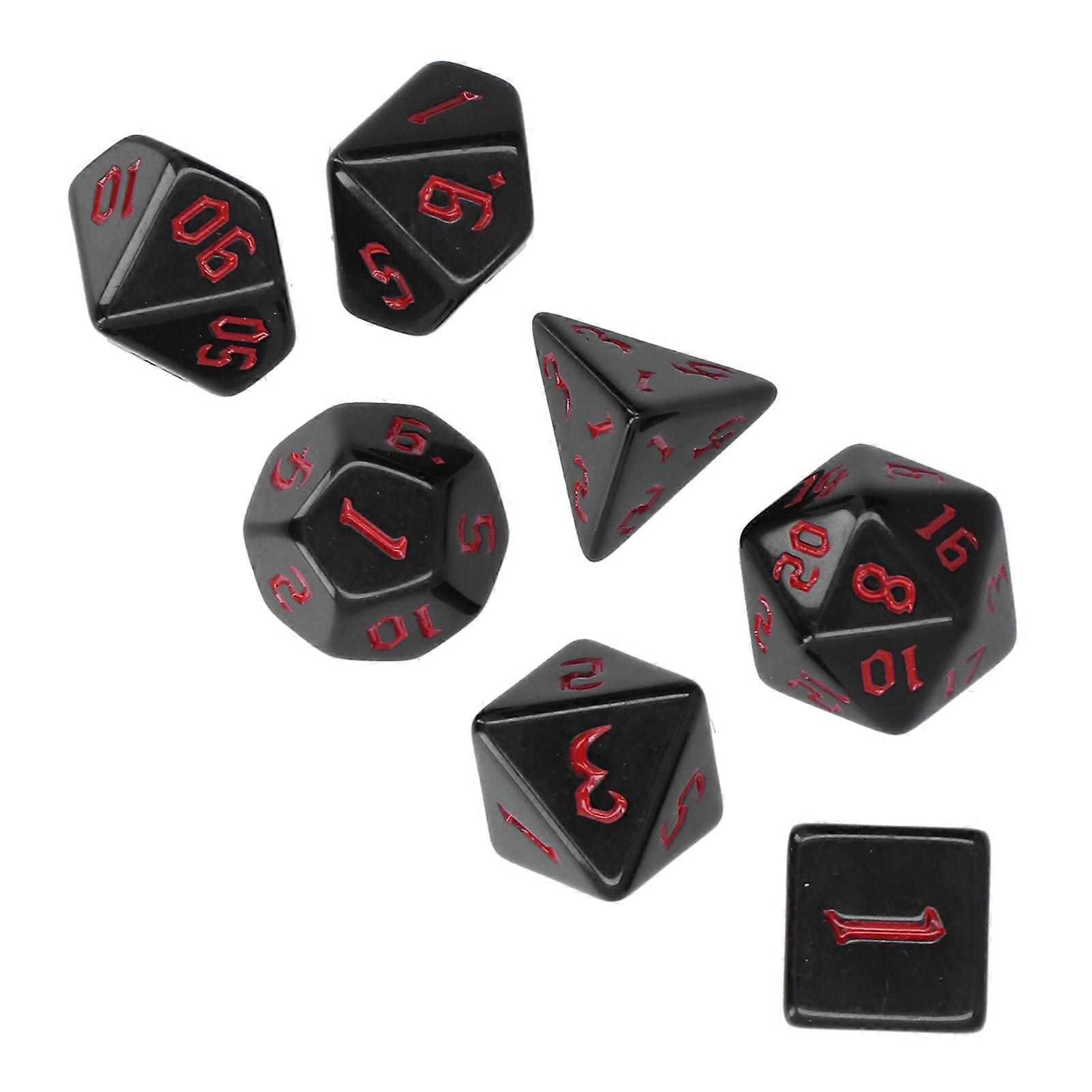 7-teiliges Set aus Acryl-Polyederwürfeln für Brettspiele, Rot