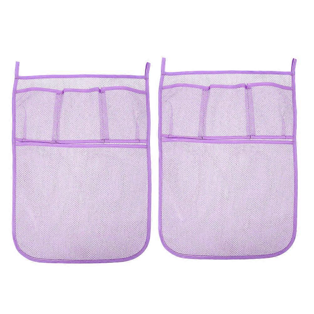 Violet Mesh Bath Toy Organizer with Multiple Compartments for Storage Easy Installation and Quick Drying 2pcs