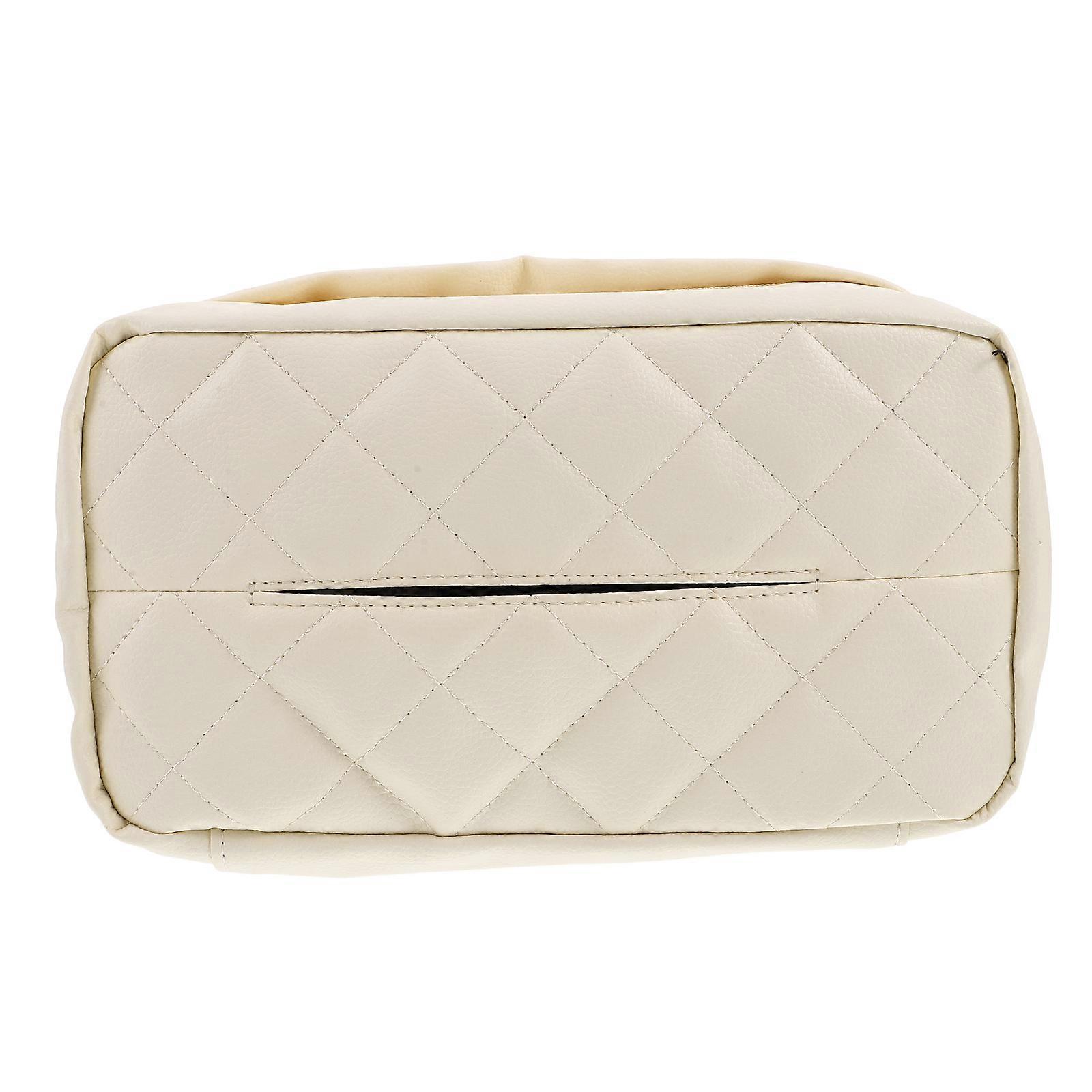 Car Tissue Box Holder Universal PU Beige Accessory for Organizing Paper Space Saving Solution