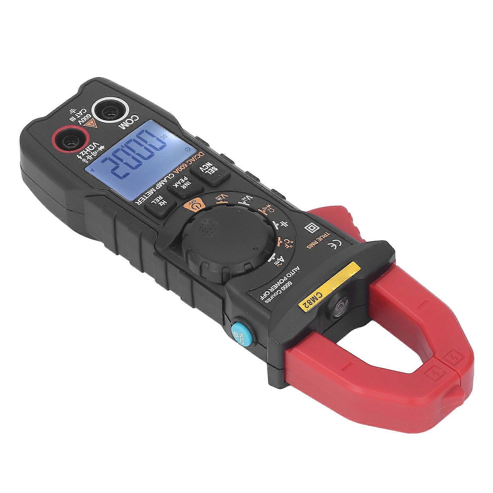Digital Clamp Meter Multimeter 6000 Counts AC DC Tester Black Red
