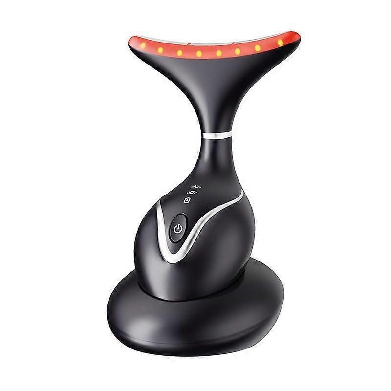 Neck Face Massager, Professional Face Contouring Tool with Charging Base, All-in-One Facial Device, Enhance Absorption, Gloss(black)
