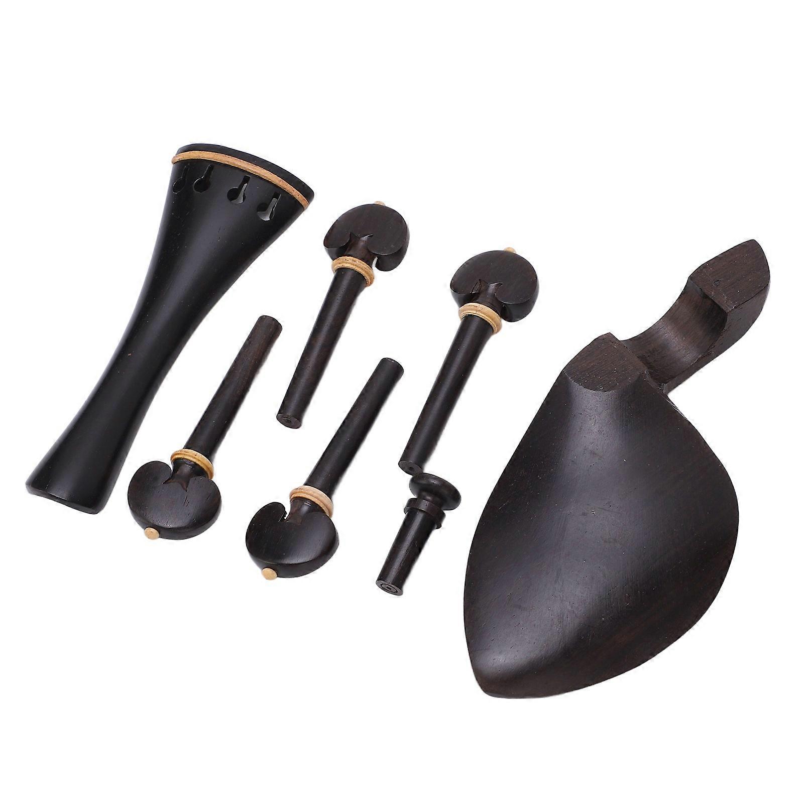 4/4 Violin Accessory Set Ebony Boxwood Black Full Size Gift