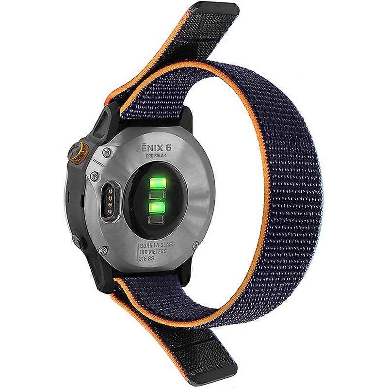 For Garmin Fenix 6/Samsung Galaxy Watch3 45mm/Watch 46mm Adjutable Nylon Loop Fastener Smart Watch B
