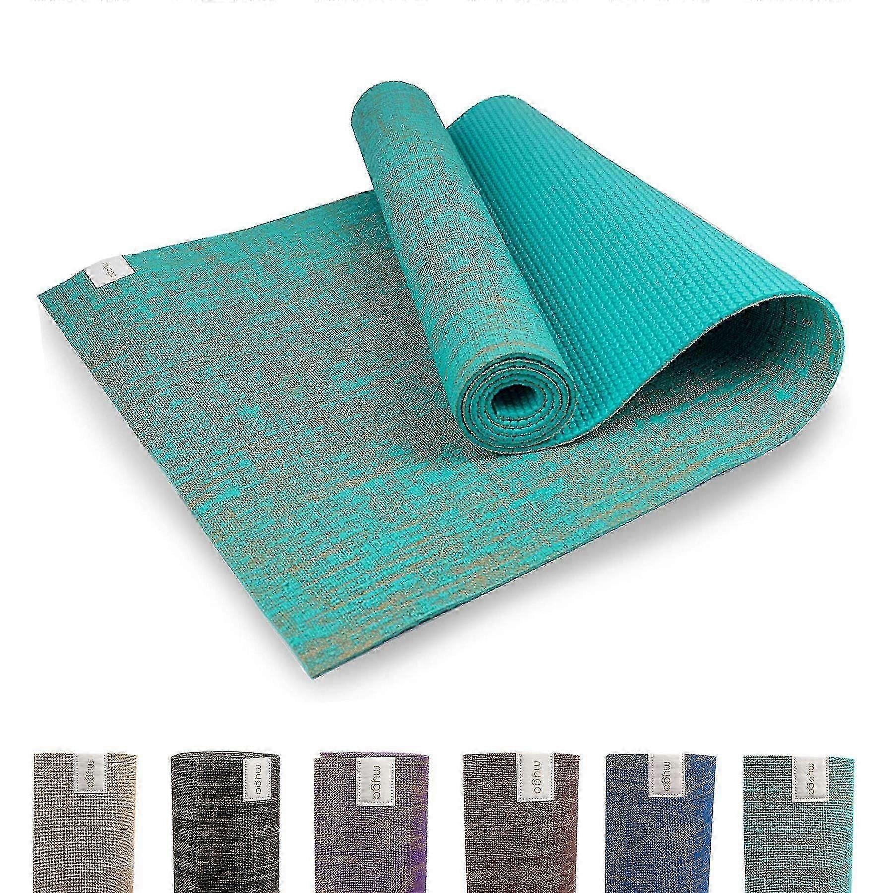 Jute Yoga Mat - Non-slip Exercise Mat For Yoga, Pilates Fitness - Multipurpose Mat With Carry Strap For Travel - Aqua