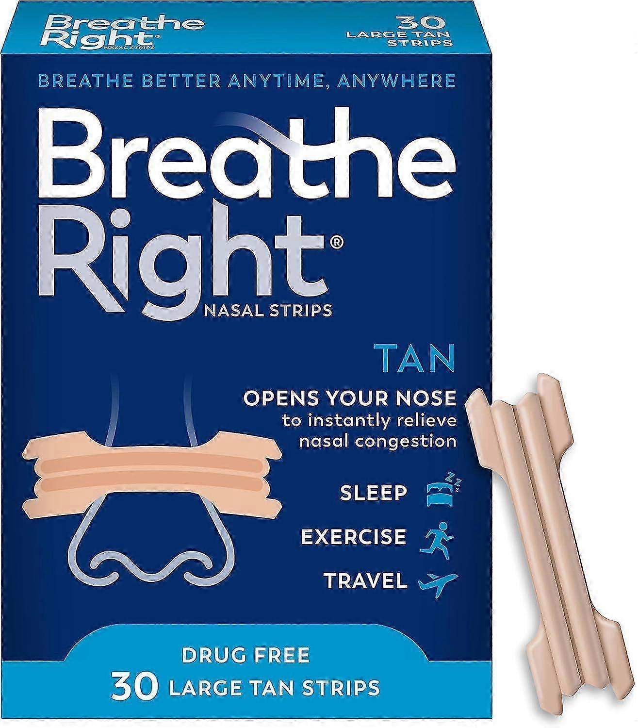 Original Nose Strips to Reduce Snoring and Relieve Nose Congestion, Tan, 30 Count (Packagi