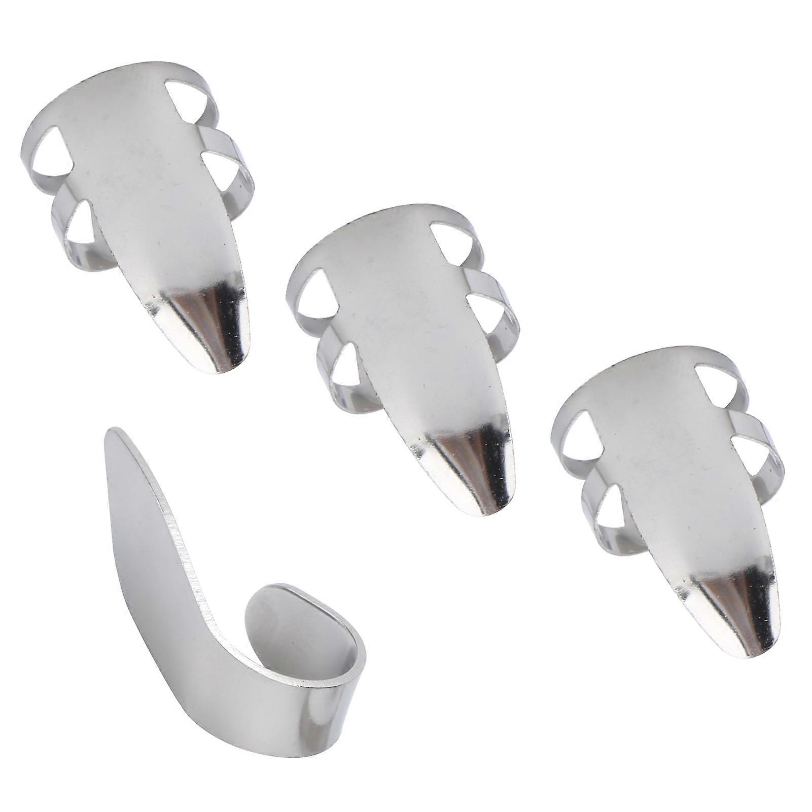 3Pcs Metal Finger Picks 1Pc Thumb Pick with Storage Box Set