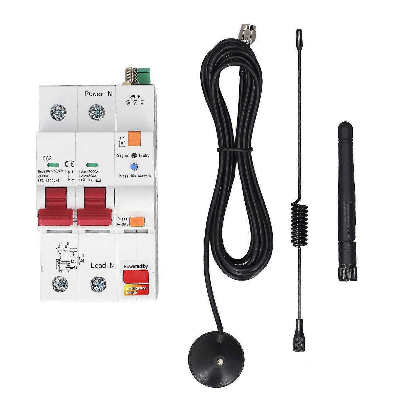 2025 Smart Circuit Breaker WIFI 2P 63A APP Remote Control Metering Circuit Breaker for Tuya