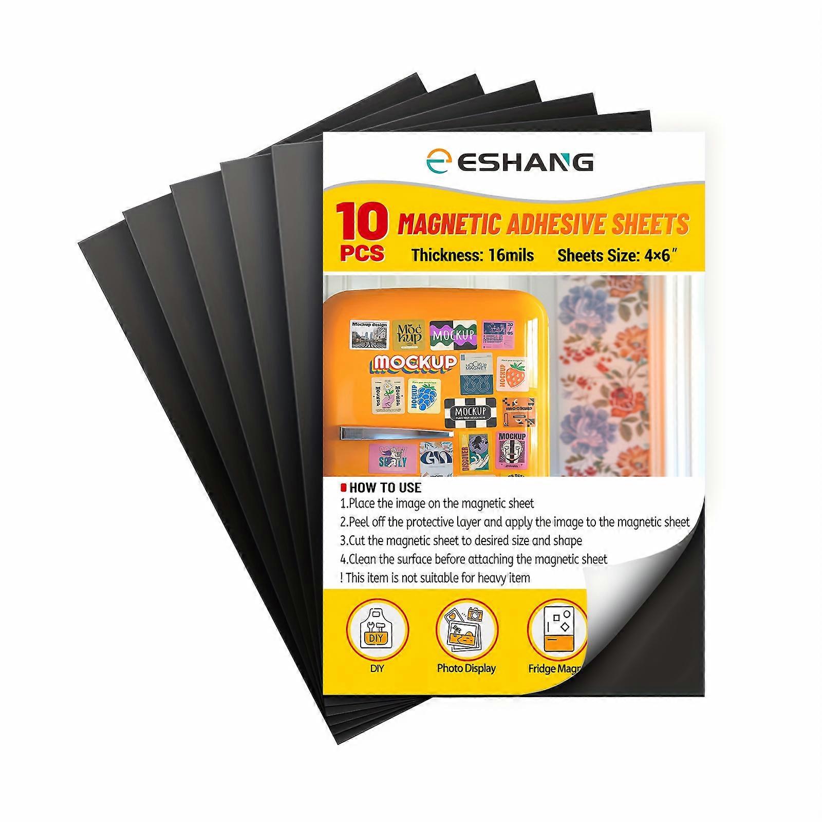 10 Sheets of 4×6" Flexible Magnetic Adhesive Paper, 16mil Self-adhesive Magnetic Paper, Suitable for DIY Photo/Planner Magnetic Sheets