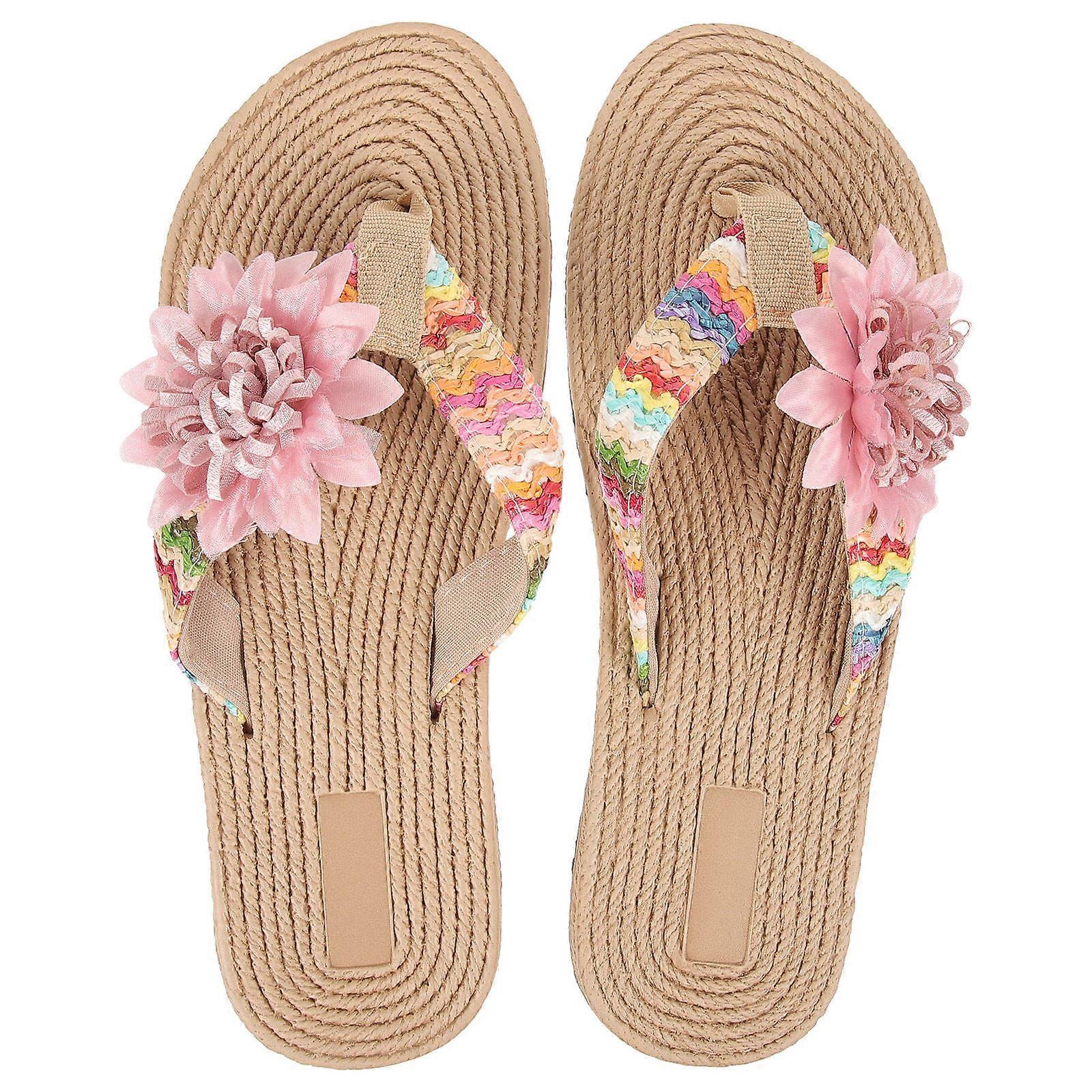 Summer Beach Slippers Lightweight for Comfort 2Pairs Woven Flip-Flops