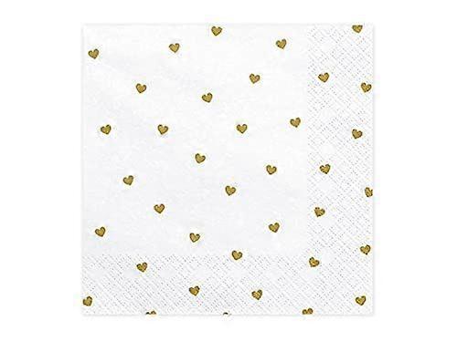 White and Gold Heart Napkins