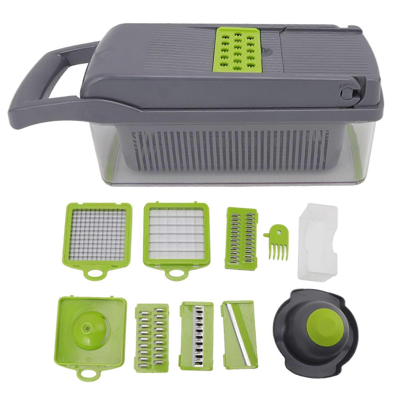Vegetable Fruit Chopper Cutter Time Labor Saving Food Chopper Onion Chopper with Container Kitchen Diced Vegetable Artifact Gray