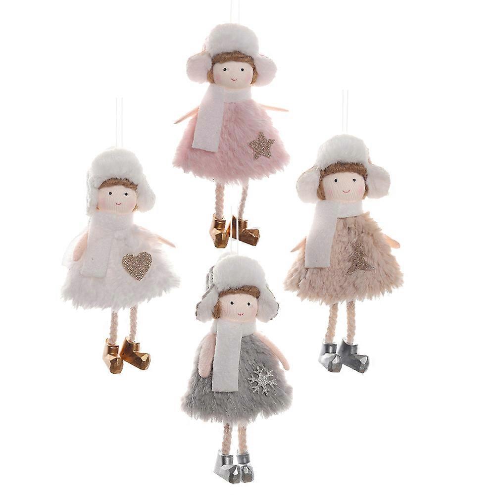 Christmas Plush Doll Pendant Xmas Tree Hanging Ornaments 4Pcs Plush Doll Set