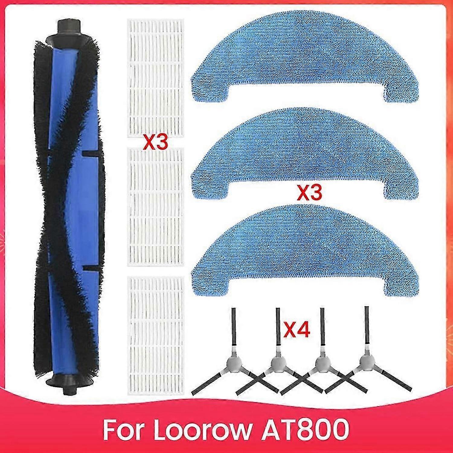 Replacement Parts for Loorow AT800 3-in-1 Robot Vacuum Accessories Main Side Brush HEPA Filter Mop P